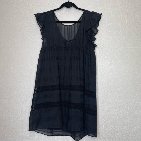 Rebecca Minkoff Flutter Sleeve Shift Dress Black L - Picture 2 of 5